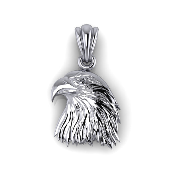 Eagle Head Pendant | 999 Fine Silver 35mm | Handmade USA