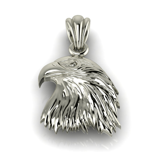 Eagle Head Pendant | 999 Fine Silver 35mm | Handmade USA
