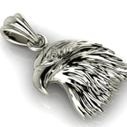 Eagle Head Pendant | 999 Fine Silver 35mm | Handmade USA