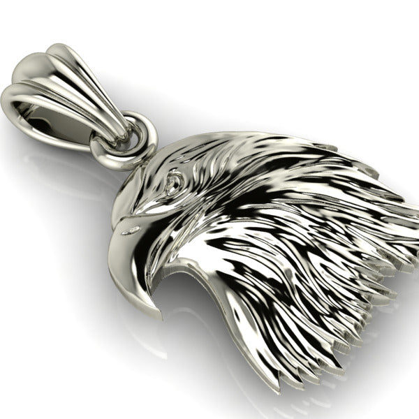 Eagle Head Pendant | 999 Fine Silver 35mm | Handmade USA