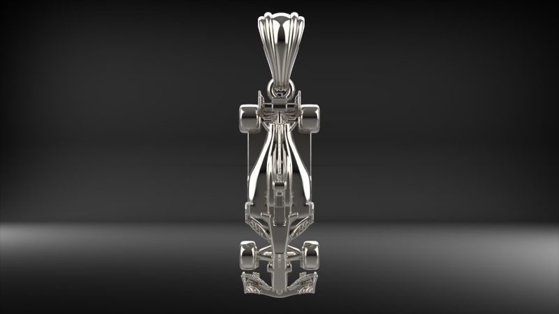 Formula 1 Race Car Pendant | 999 Fine Silver 27mm | Handmade USA