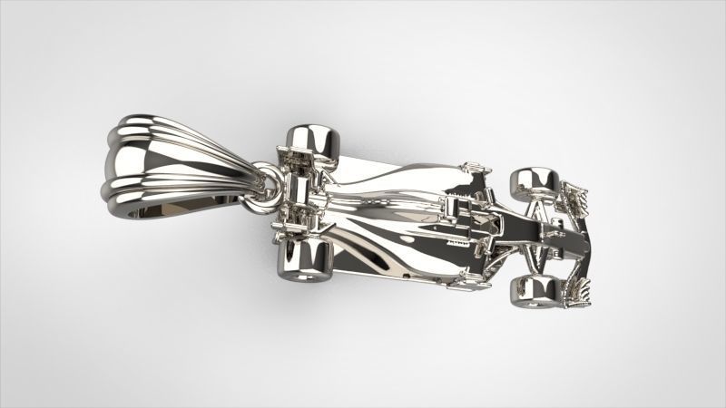 Formula 1 Race Car Pendant | 999 Fine Silver 27mm | Handmade USA