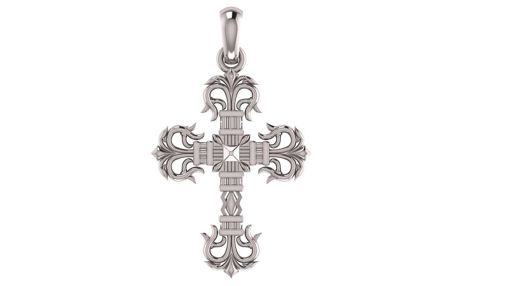 Fleur Cross Pendant | 999 Fine Silver 30mm | Handmade USA