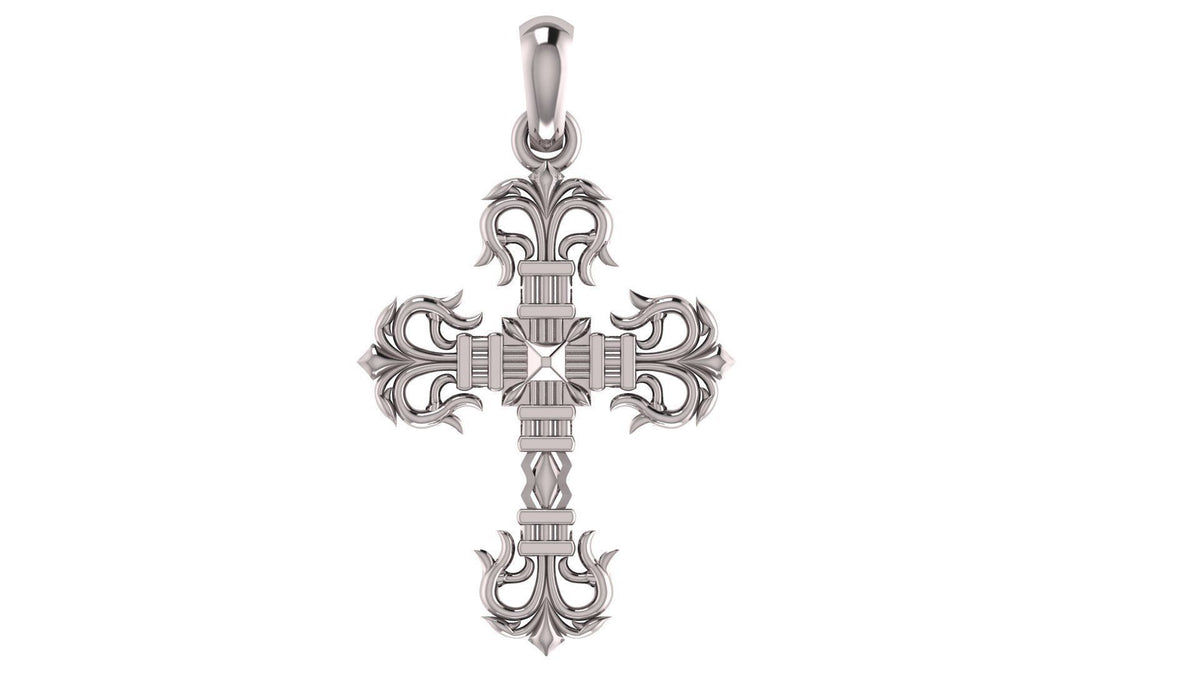 Fleur Cross Pendant | 999 Fine Silver 30mm | Handmade USA