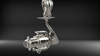 Fishing Reel Pendant | 999 Fine Silver 19mm | Handmade USA