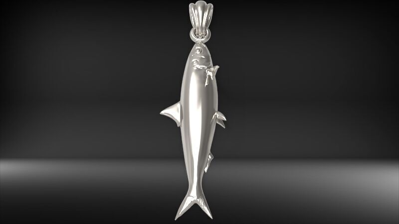 Sardine Fish Pendant | 999 Fine Silver 35mm | Handmade USA