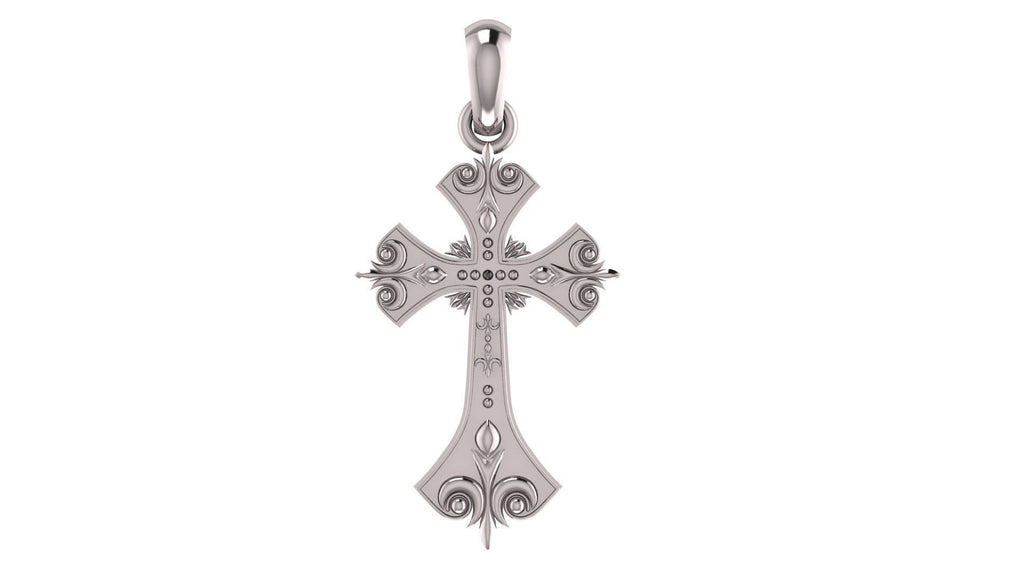 Fleur de Lis Cross Pendant | 999 Fine Silver 30mm | Handmade USA