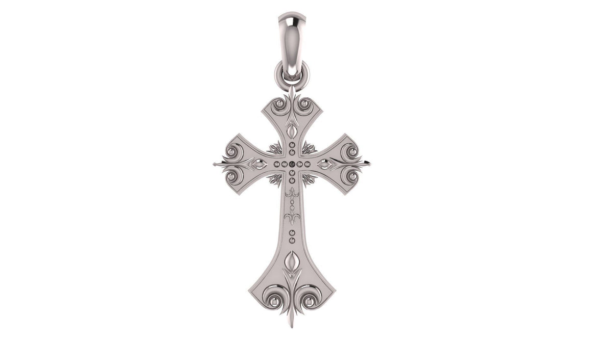 Fleur de Lis Cross Pendant | 999 Fine Silver 30mm | Handmade USA