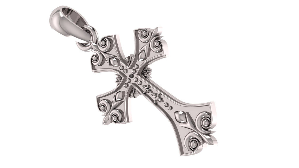 Fleur de Lis Cross Pendant | 999 Fine Silver 30mm | Handmade USA