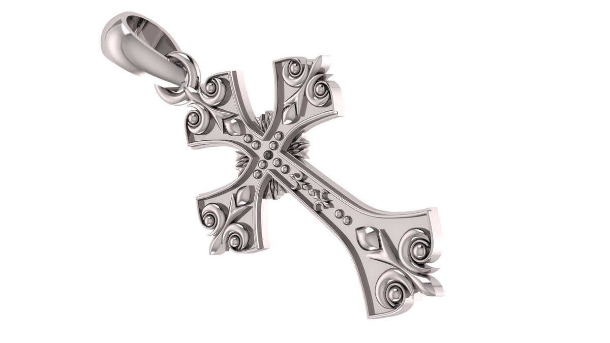 Fleur de Lis Cross Pendant | 999 Fine Silver 30mm | Handmade USA