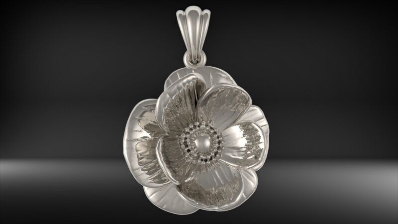 Flower Pendant | 999 Fine Silver 20mm | Handmade USA