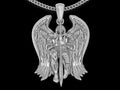 Kneeling Guardian Angel & Sword Pendant | 999 Fine Silver