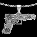 Pistol with Rose & Vine Pendant | 999 Fine Silver 31mm | Handmade USA