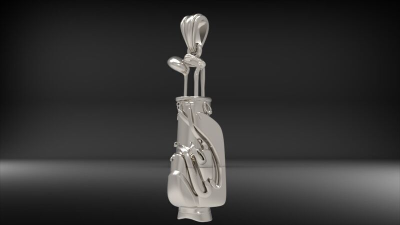 Golf Bag Pendant | 999 Fine Silver 34mm | Handmade USA