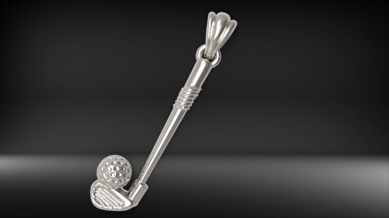 Golf Club & Ball Pendant | 999 Fine Silver 30mm | Handmade USA