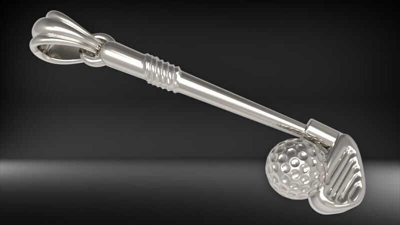Golf Club & Ball Pendant | 999 Fine Silver 30mm | Handmade USA