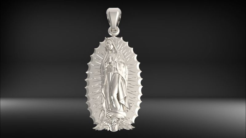 Our Lady of Guadalupe Pendant | 999 Fine Silver 32mm | Handmade USA