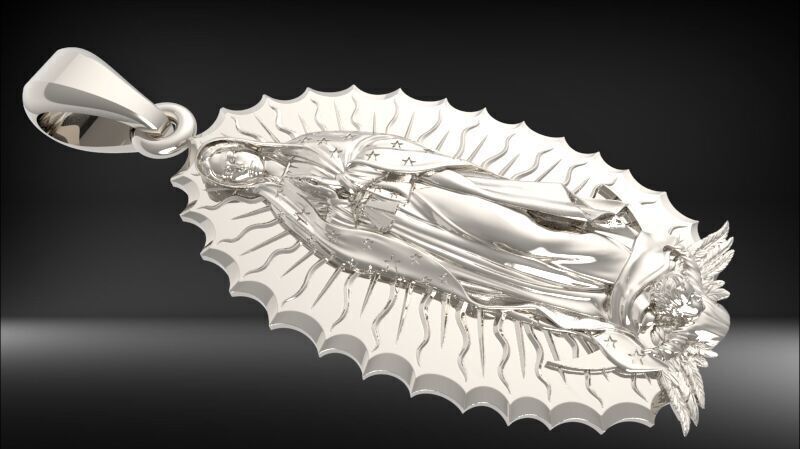 Our Lady of Guadalupe Pendant | 999 Fine Silver 32mm | Handmade USA