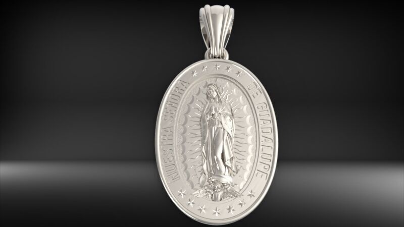 Our Lady of Guadalupe Oval Medal Pendant | 999 Fine Silver 22.5mm | Handmade USA