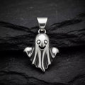 Cute Spooky Ghost Pendant | 999 Fine Silver 21mm | Handmade USA