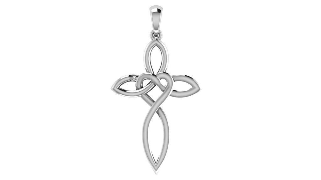 Heart Cross Pendant | 999 Fine Silver 30mm | Handmade USA