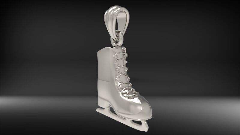 Figure Skate Pendant 999 Fine Silver 27mm Handmade USA Figure