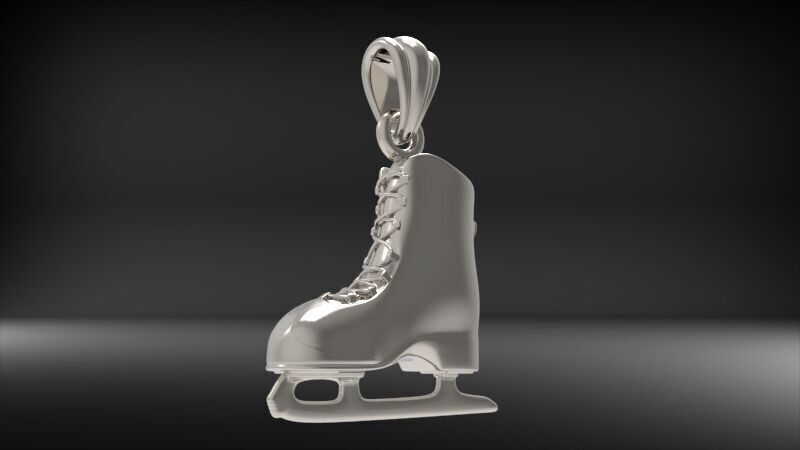 Figure Skate Pendant 999 Fine Silver 27mm Handmade USA Figure