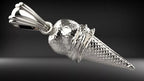 Ice Cream Cone Pendant 999 Fine Silver 30mm Single Scoop Handmade USA Food Jewelry