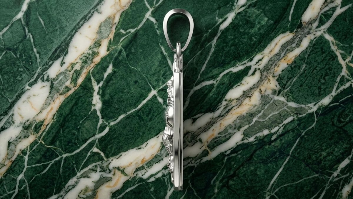 St. Michael Shield Pendant | 999 Fine Silver 42mm