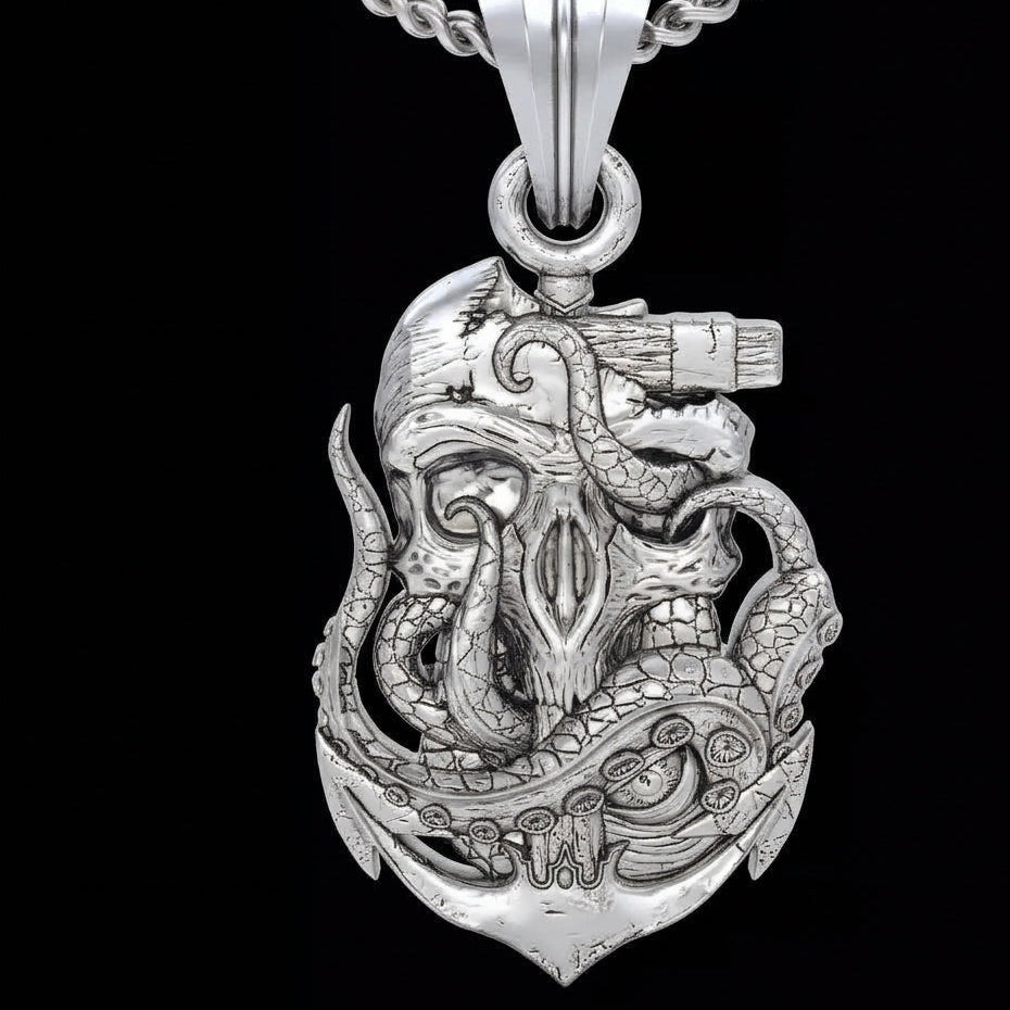 Skull Anchor & Octopus Pendant | 999 Fine Silver