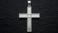 Modern Inset Cross Pendant in 999 Fine Silver
