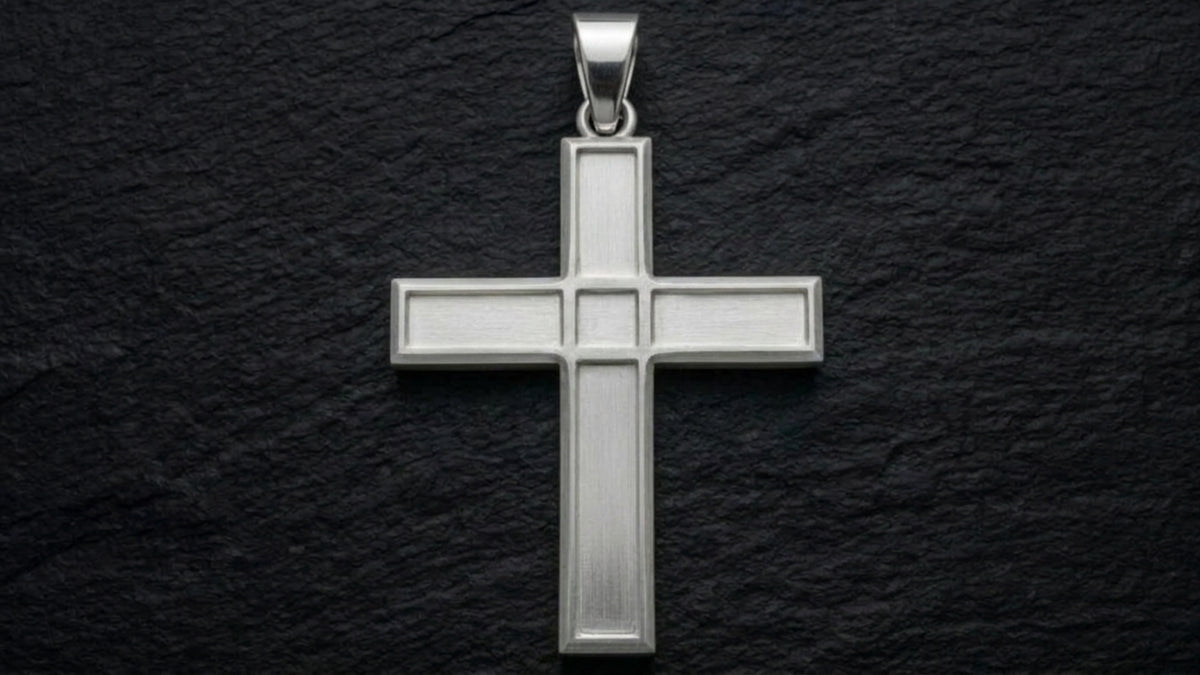 Modern Inset Cross Pendant in 999 Fine Silver