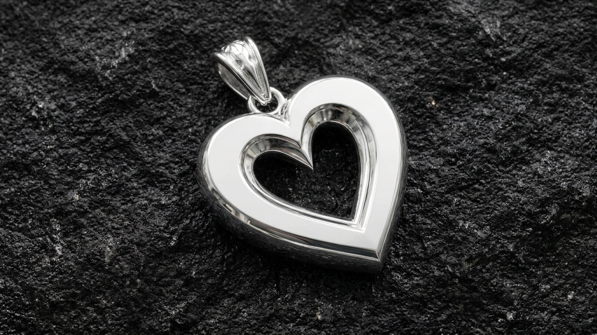 Beveled Heart Pendant in 999 Fine Silver