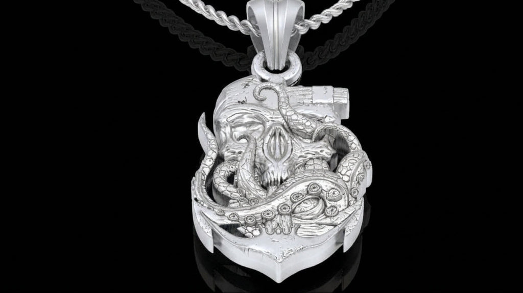 Skull Anchor & Octopus Pendant | 999 Fine Silver
