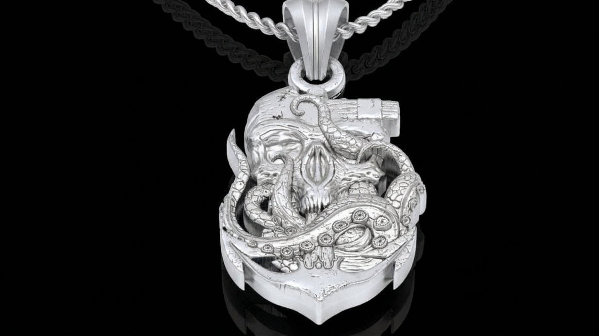 Skull Anchor & Octopus Pendant | 999 Fine Silver