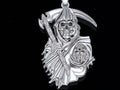 Grim Reaper Pendant with Scythe & Skull | 999 Fine Silver