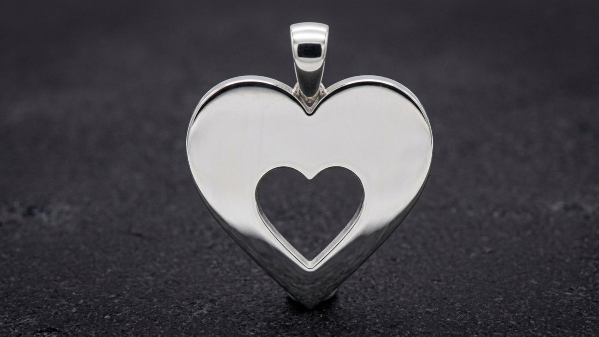 Open Heart Pendant in 999 Fine Silver