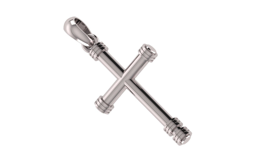 Industrial Cross Pendant | 999 Fine Silver 30mm | Handmade USA
