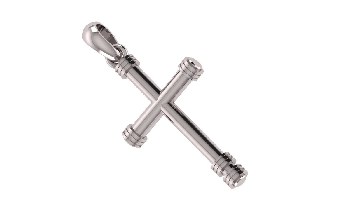 Industrial Cross Pendant | 999 Fine Silver 30mm | Handmade USA