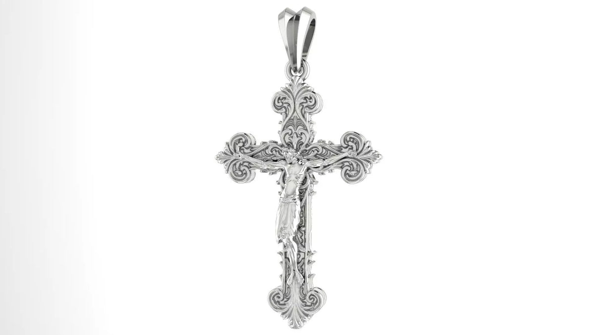 Jesus Cross Pendant | 999 Fine Silver 25mm | Handmade USA