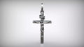 Jesus Crucifix Pendant | 999 Fine Silver 42mm Rustic Wood Style | Handmade USA