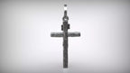 Jesus Crucifix Pendant | 999 Fine Silver 42mm Rustic Wood Style | Handmade USA