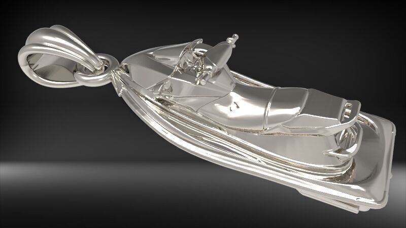 Jet Ski Pendant | 999 Fine Silver 34mm | Handmade USA