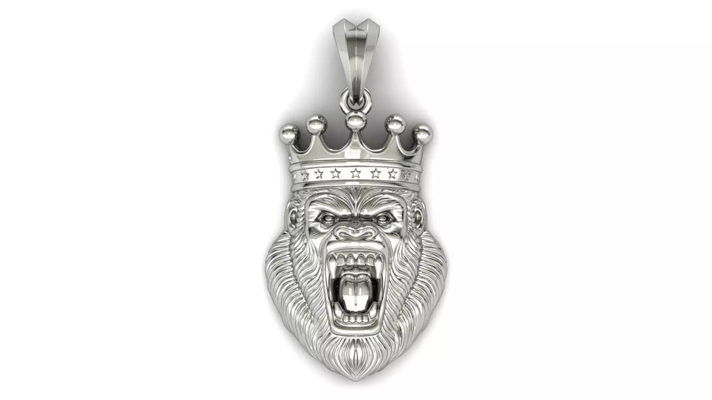 King Kong Gorilla Pendant | 999 Fine Silver 20mm | Handmade USA