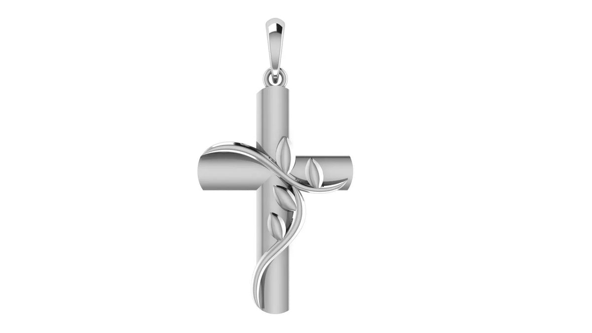 Vine Cross Pendant | 999 Fine Silver 30mm | Handmade USA