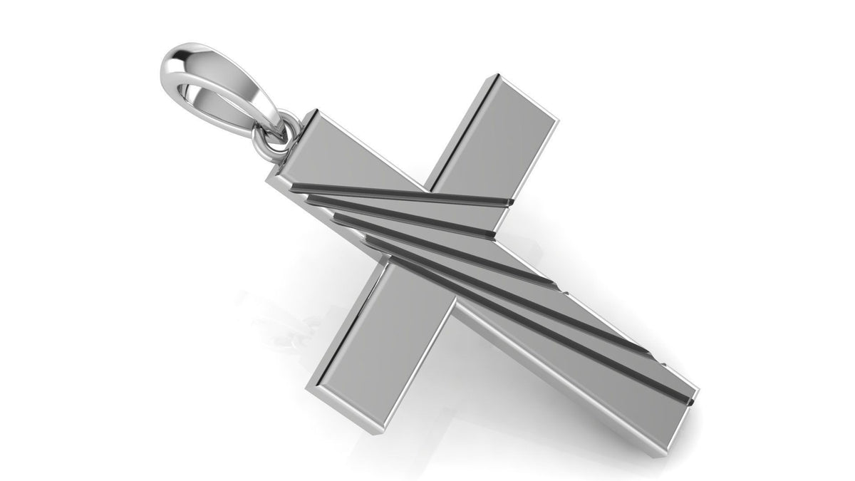 Modern Five-Line Cross Pendant | 999 Fine Silver