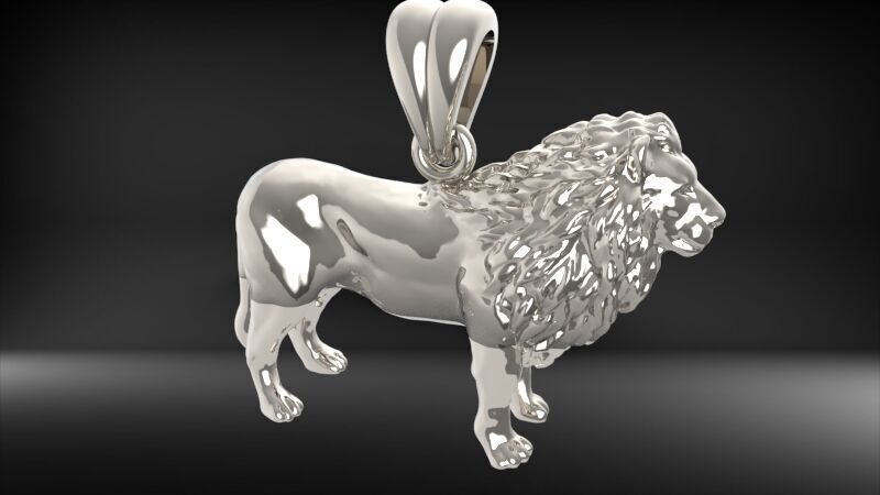 3D Lion Pendant | 999 Fine Silver 28mm | Handmade USA
