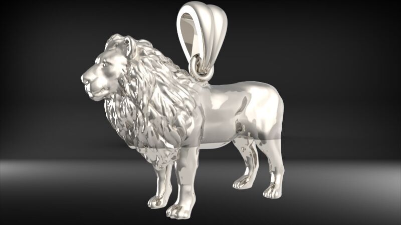 3D Lion Pendant | 999 Fine Silver 28mm | Handmade USA