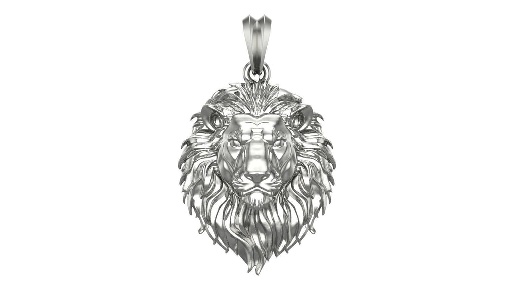 Lion Head Pendant | 999 Fine Silver 25mm | Handmade USA