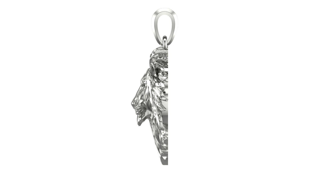 Lion Head Pendant | 999 Fine Silver 25mm | Handmade USA
